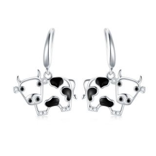 Sterling Silver Cubic Zirconia Cow Drop Earrings-59