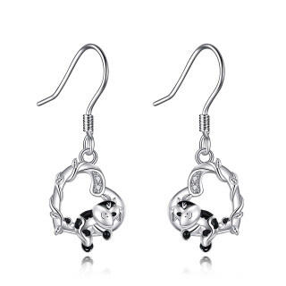 Sterling Silver Zircon Cow & Heart Drop Earrings-9