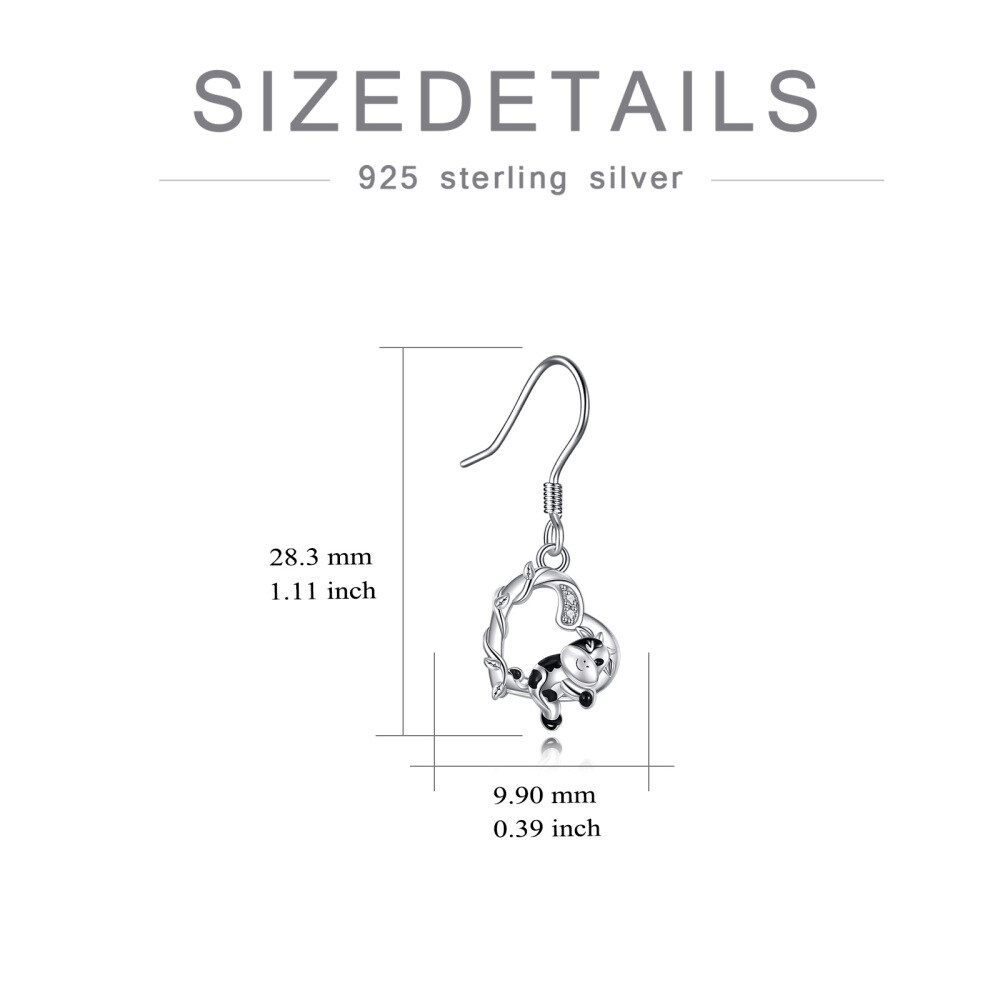 Sterling Silver Zircon Cow & Heart Drop Earrings-5