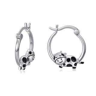 Sterling Silver Cow Hoop Earrings-31