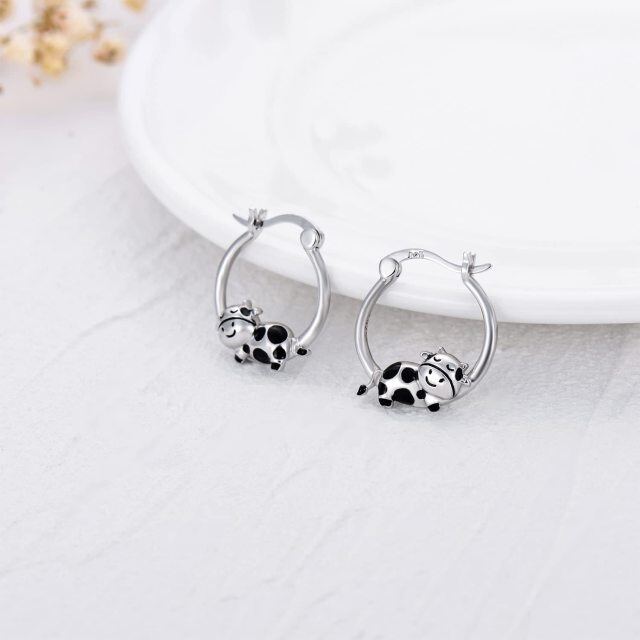 Boucles d'oreilles en argent sterling en forme de vache-4