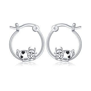 Sterling Silver Cow Hoop Earrings-23