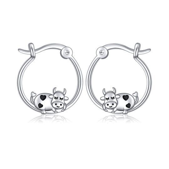 Boucles d'oreilles créoles en forme de vache en argent sterling