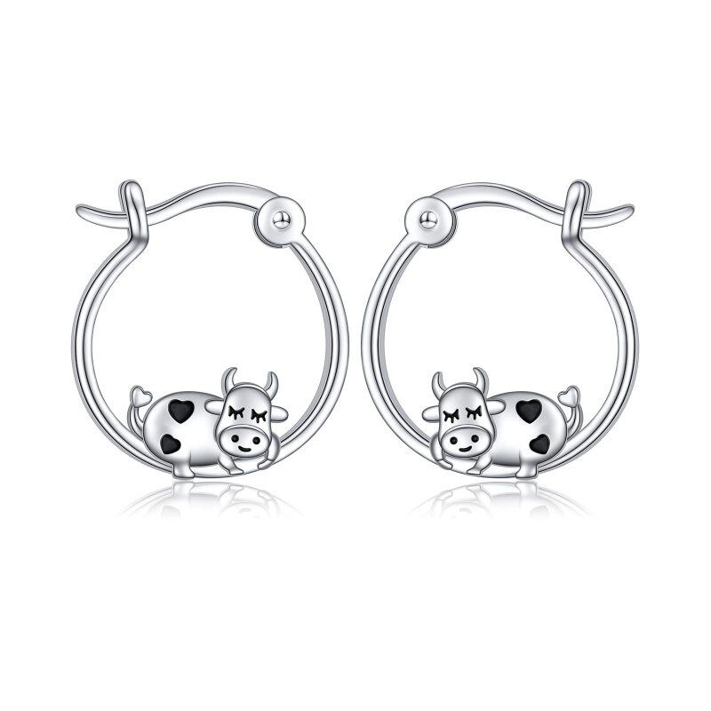 Sterling Silver Cow Hoop Earrings-53