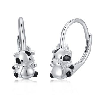 Sterling Silver Cow Lever-back Earrings Gift for Daughter-27