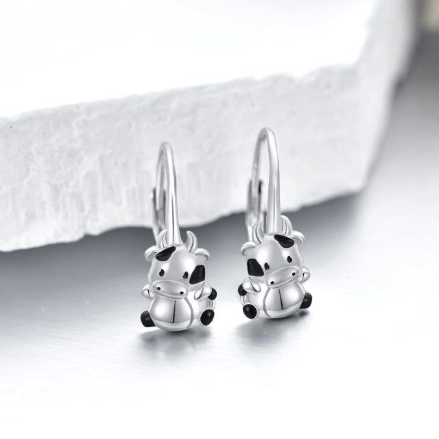 Orecchini a leva in argento sterling con mucca Regalo per la figlia-4