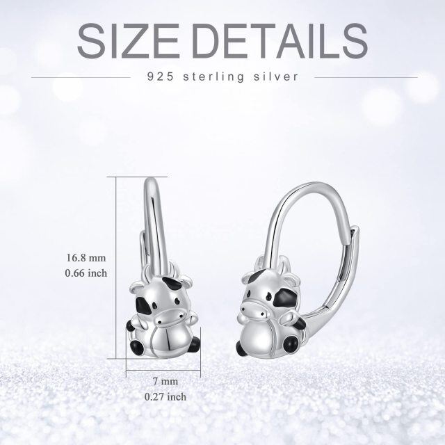 Sterling Silver Cow Lever-back Earrings Gift for Daughter-5