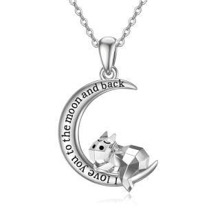 Sterling Silver Cow & Moon Pendant Necklace with Engraved Word-5