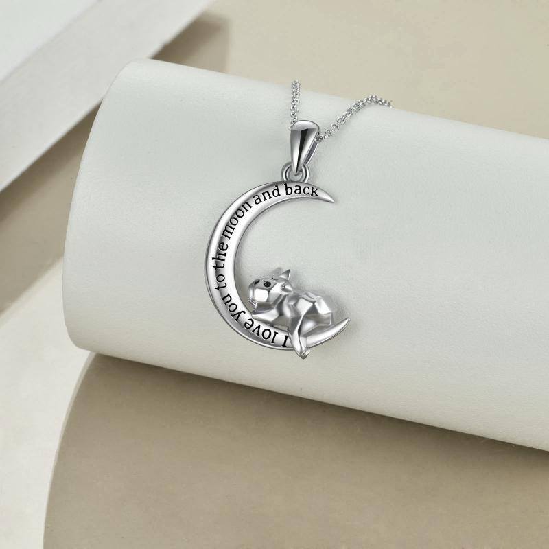 Collana con ciondolo a forma di mucca e luna in argento 925 con parola incisa-4