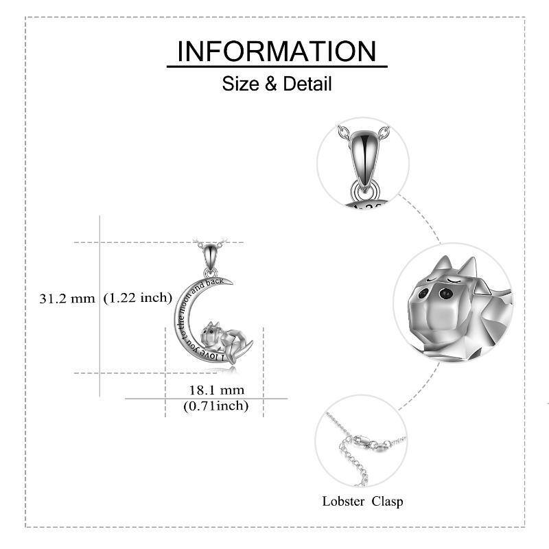 Sterling Silber Kuh & Mond Anhänger Halskette mit eingraviertem Wort-5