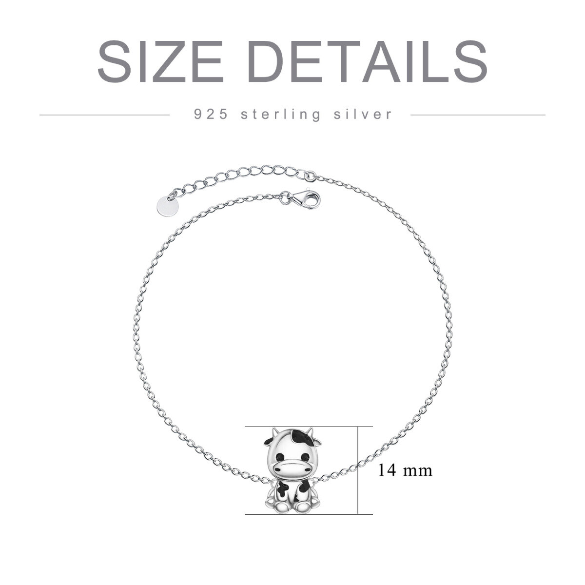 Bracelet en argent sterling avec pendentif vache en zircon cubique-5