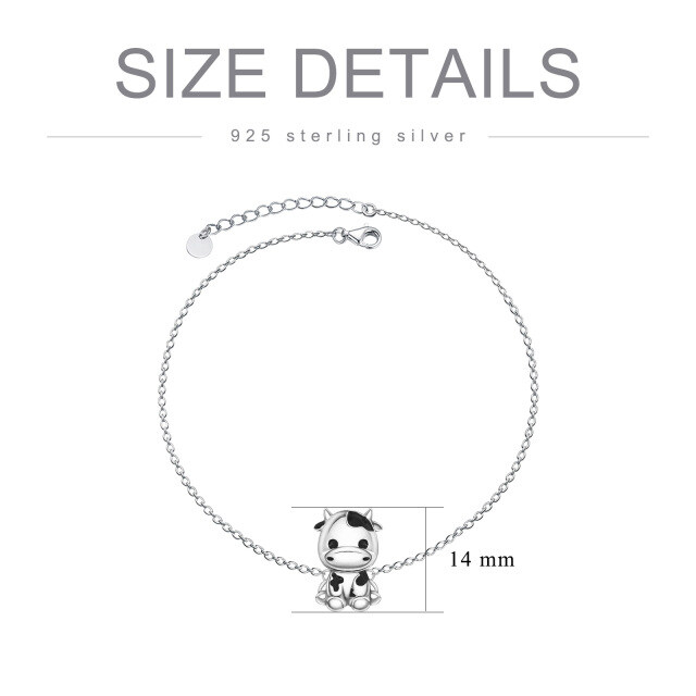 Sterling Silver Cubic Zirconia Cow Pendant Bracelet-5