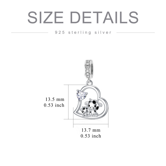 Sterling Silver Cubic Zirconia Cow Pendant Charms-4