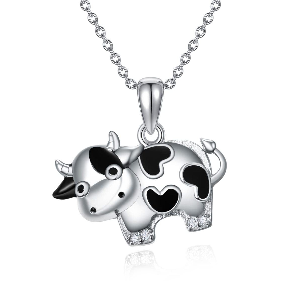 Colar com pingente de vaca em prata esterlina Presente para meninas-1