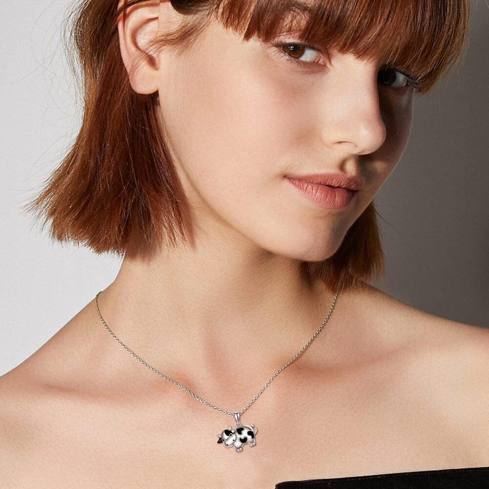 Collier en argent sterling avec pendentif vache Cadeau pour filles-2