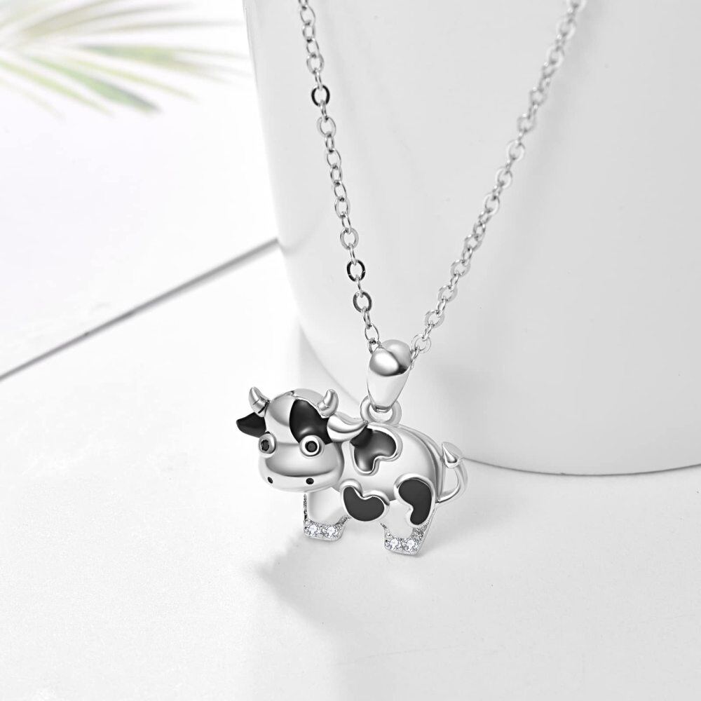 Collier en argent sterling avec pendentif vache Cadeau pour filles-3