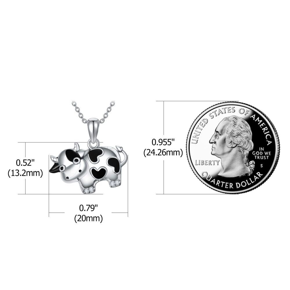 Collier en argent sterling avec pendentif vache Cadeau pour filles-4
