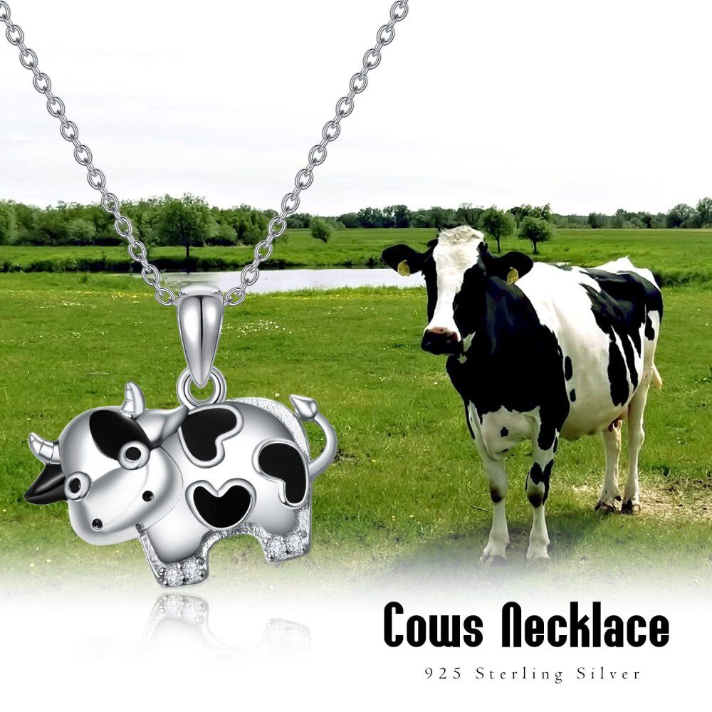 Collier en argent sterling avec pendentif vache Cadeau pour filles-5