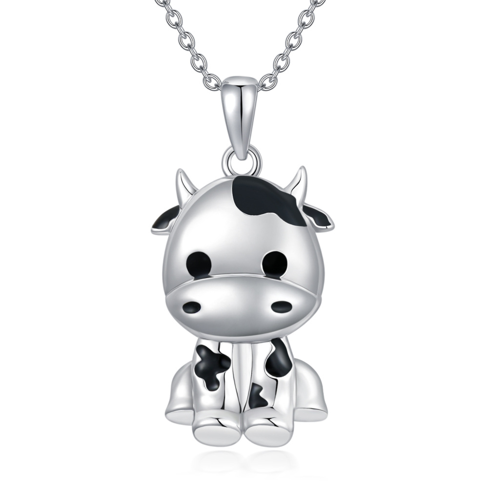 Collier en argent sterling avec pendentif vache Cadeau pour elle-1