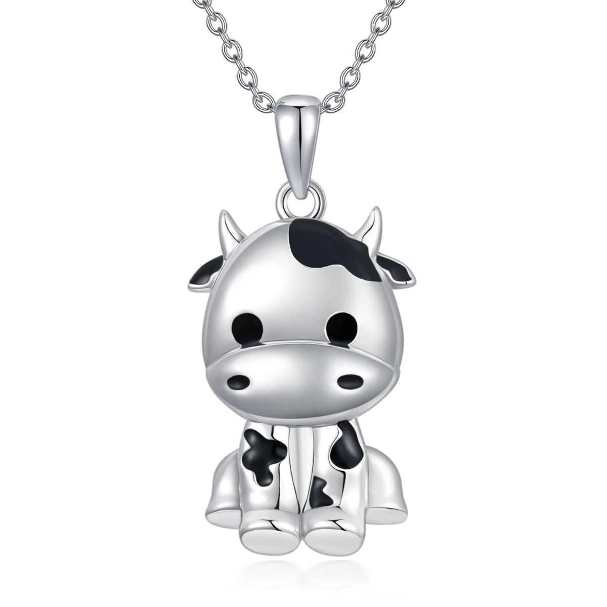 Collana con ciondolo a forma di mucca in argento sterling Regalo per lei-1