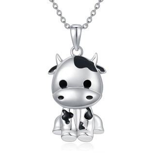 Sterling Silver Cow Pendant Necklace Gift for Her-48