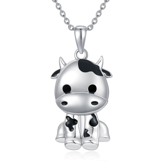 Sterling Silver Cow Pendant Necklace Gift for Her