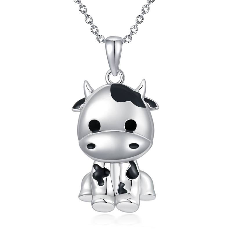 Sterling Silver Cow Pendant Necklace Gift for Her-19