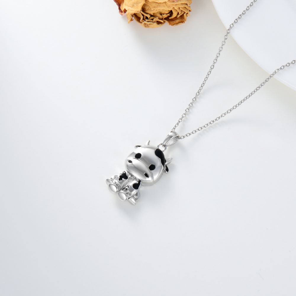 Collier en argent sterling avec pendentif vache Cadeau pour elle-4