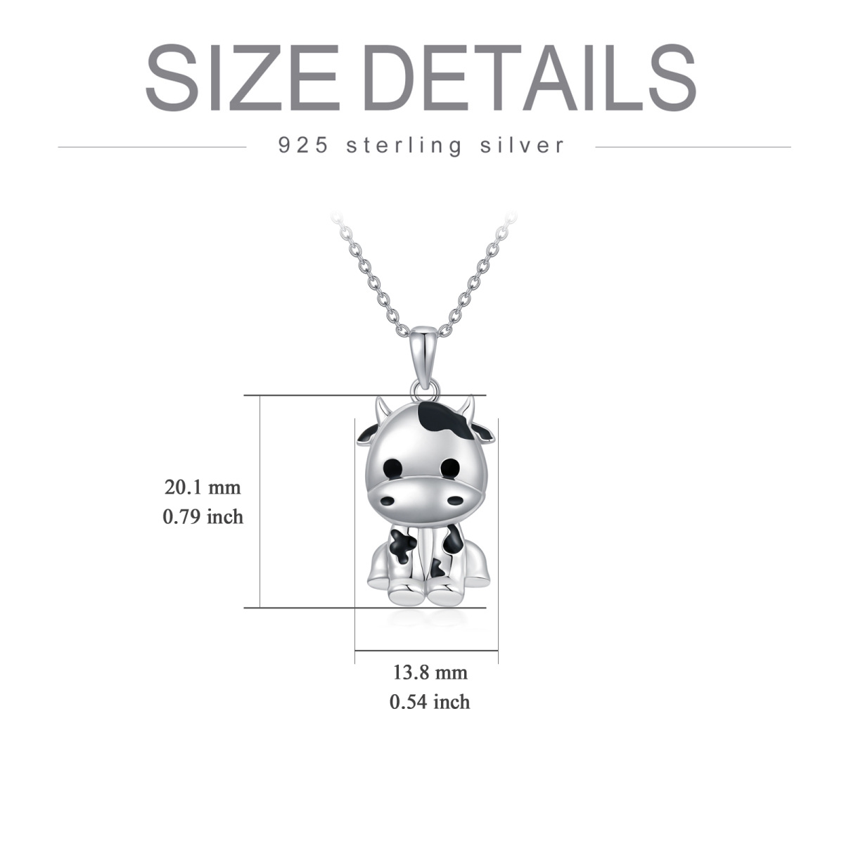 Collana con ciondolo a forma di mucca in argento sterling Regalo per lei-6