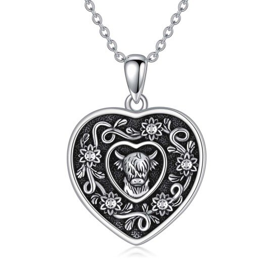 Collana con ciondolo a forma di mucca in argento sterling