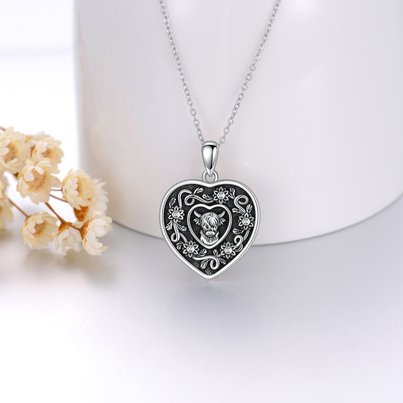 Sterling Silver Cow Pendant Necklace-4