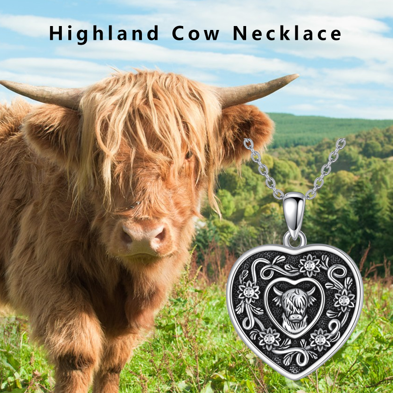 Sterling Silver Cow Pendant Necklace-6