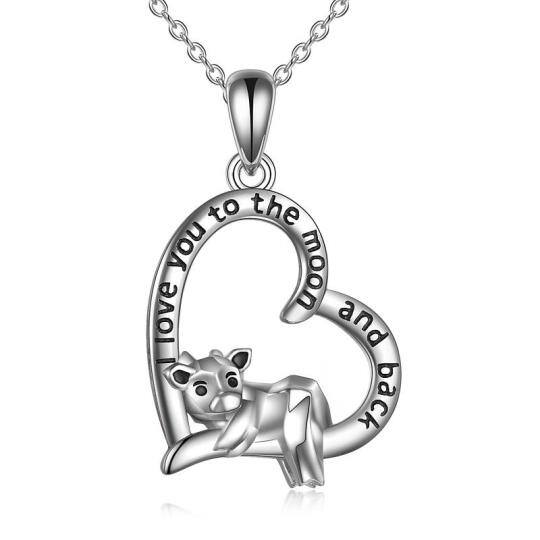 Sterling Silver Cow Pendant Necklace with Engraved Word