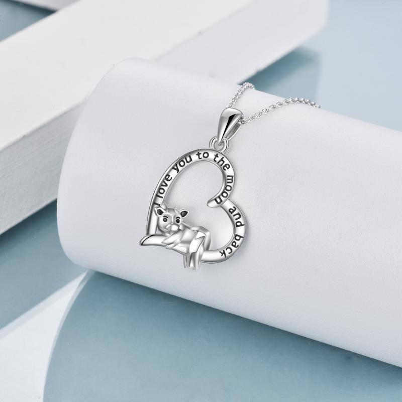 Sterling Silver Cow Pendant Necklace with Engraved Word-2