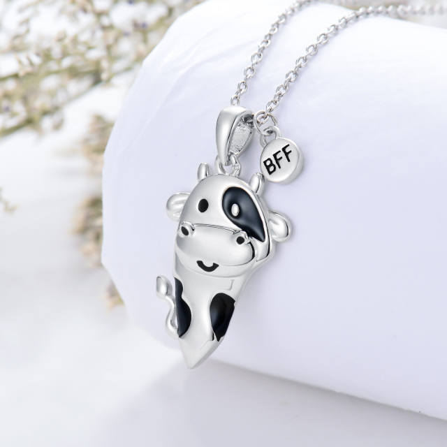 Collana con ciondolo a forma di mucca in argento sterling-3