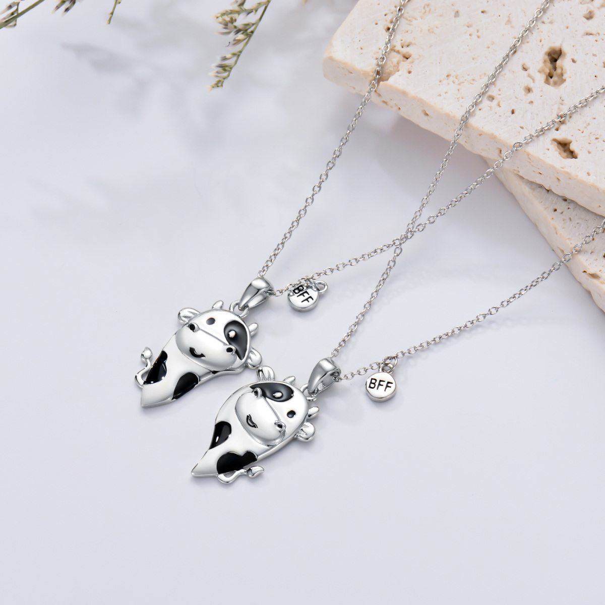 Sterling Silver Cow Pendant Necklace-5