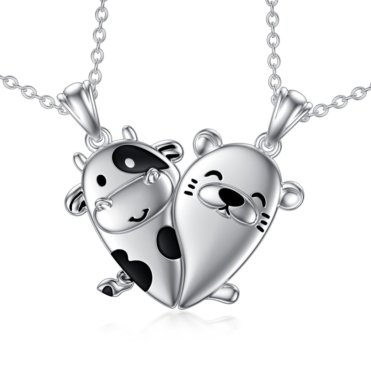 Collier en argent sterling avec pendentif vache-1