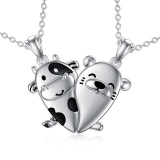 Sterling Silver Cow Pendant Necklace-32