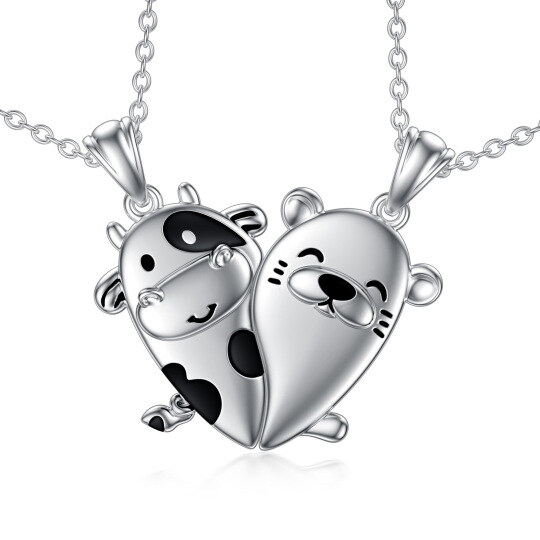 Collana con ciondolo a forma di mucca in argento sterling