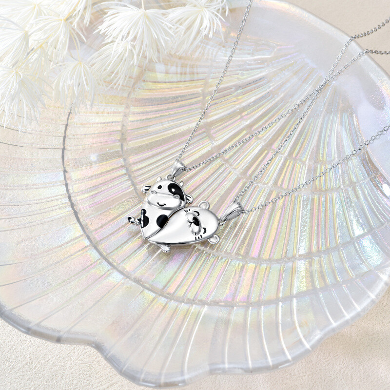 Sterling Silver Cow Pendant Necklace-3