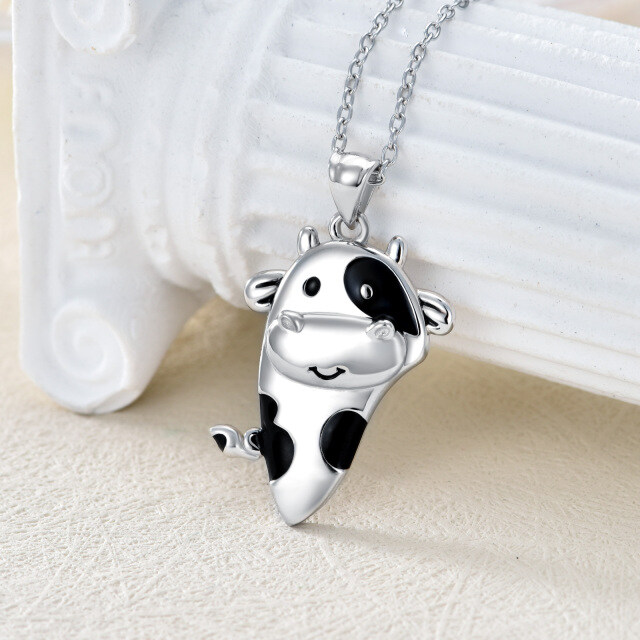 Sterling Silver Cow Pendant Necklace-4