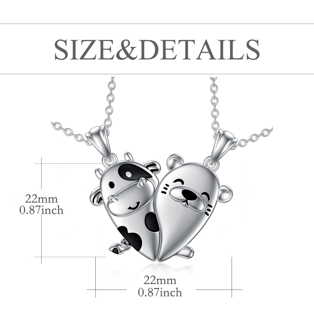 Collier en argent sterling avec pendentif vache-6