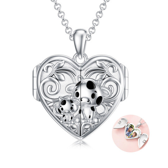 Collana con medaglione in argento sterling con foto personalizzata di una mucca