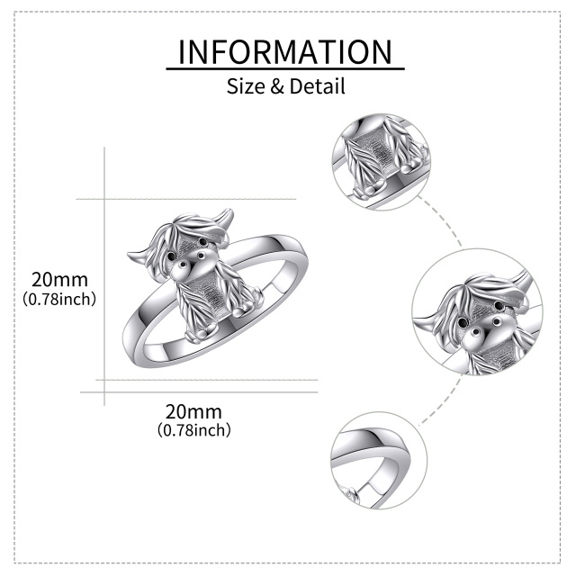 Bague de vache en argent sterling -5