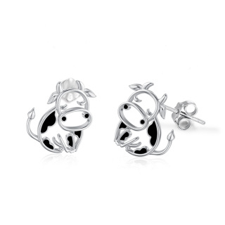 Sterling Silver Cow Stud Earrings-35