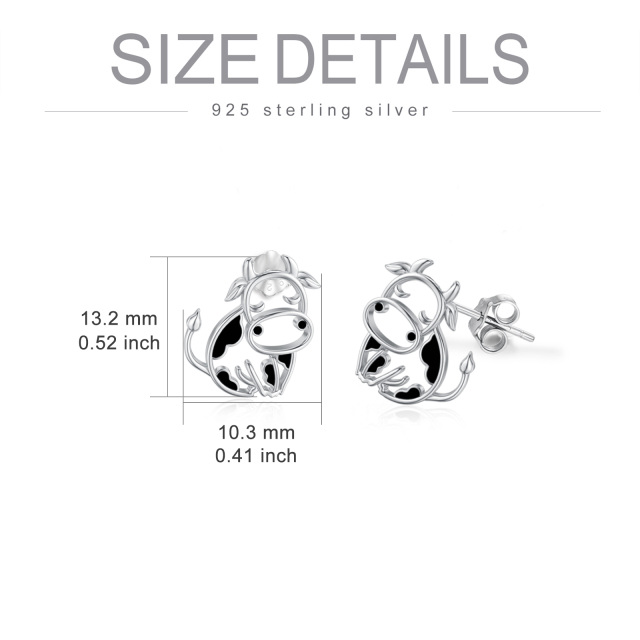 Sterling Silver Cow Stud Earrings-3