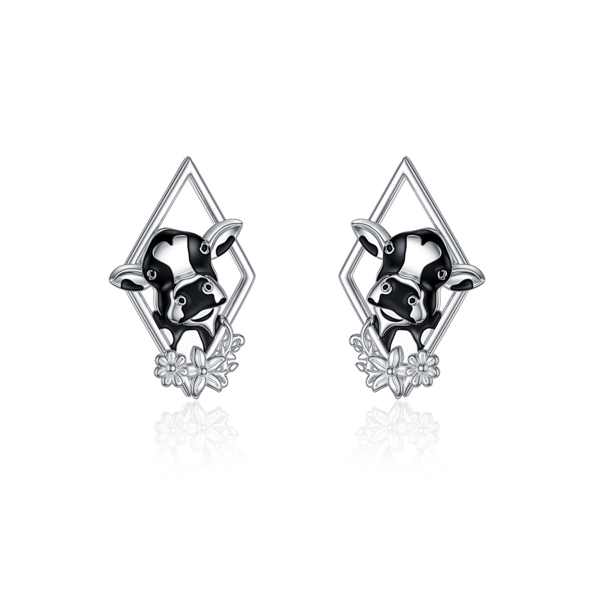 Boucles d'oreilles vache en argent sterling-1