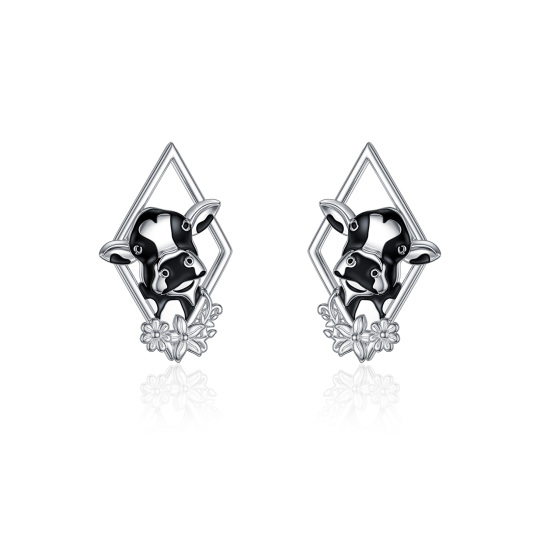 Boucles d'oreilles vache en argent sterling