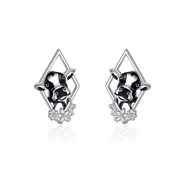 Boucles d'oreilles vache en argent sterling-1