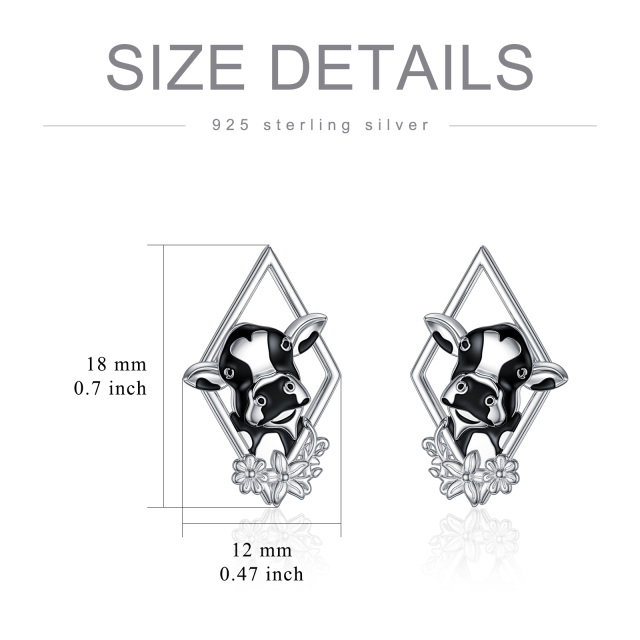 Sterling zilveren koe Stud Oorbellen-5